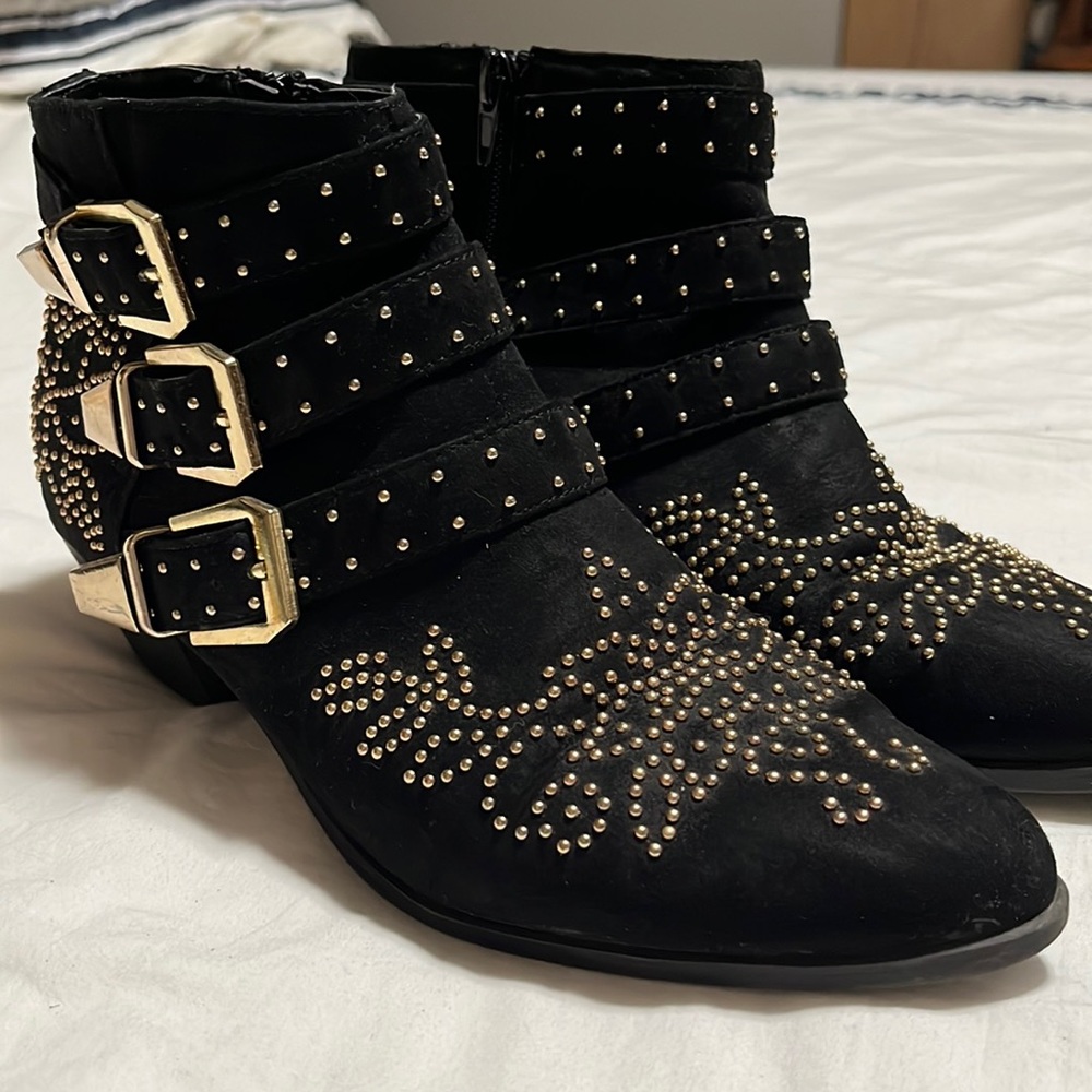 Topshop Suede-like Studded Western Booties
